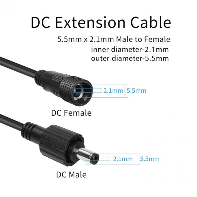 防水 男性から女性 DC ジャック 5.5x2.1mm 5.5x2.5mm 3.5x1.35mm 電源延長ケーブル 3