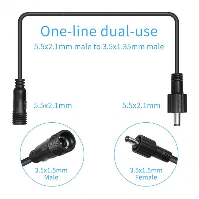 防水 男性から女性 DC ジャック 5.5x2.1mm 5.5x2.5mm 3.5x1.35mm 電源延長ケーブル 2