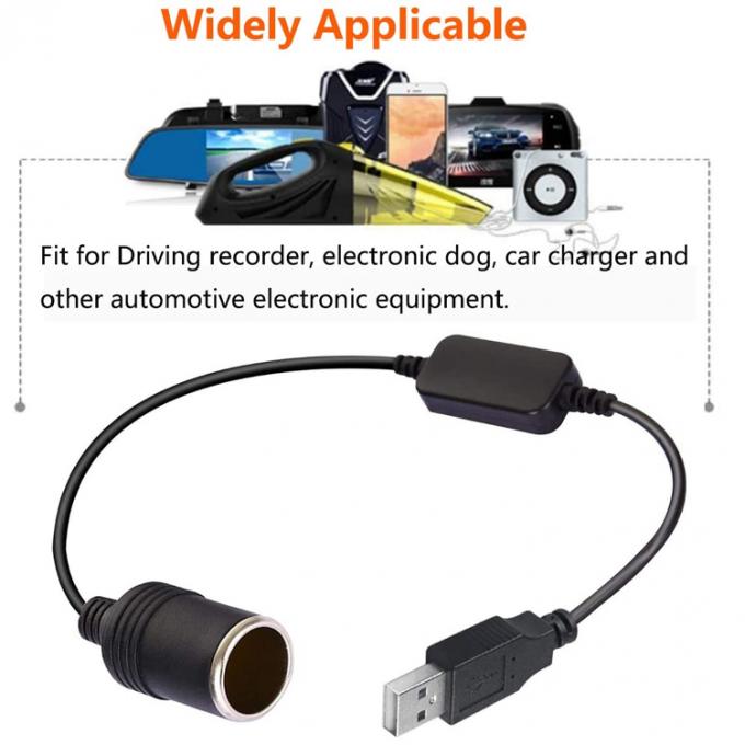 USB A 男性から12vの自動車タバコ点灯器ソケット 女性電源変換ケーブル 4