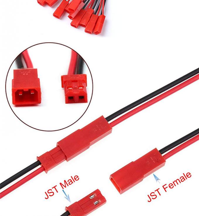 22AWG 男性 女性 2 PIN JST SYP RCY プラグ接続器 裸の端のピッグテールワイヤリードケーブル 1