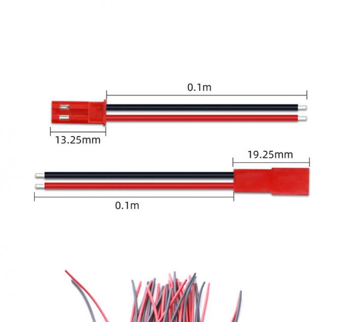 22AWG 男性 女性 2 PIN JST SYP RCY プラグ接続器 裸の端のピッグテールワイヤリードケーブル 3