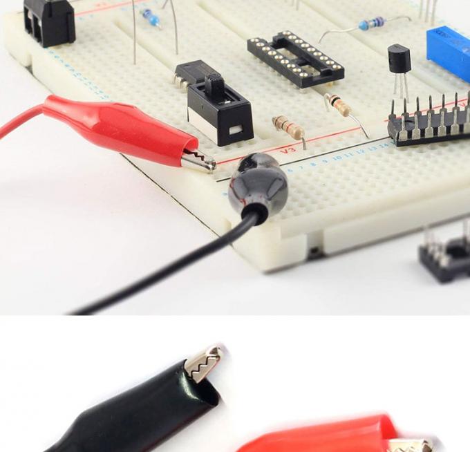 12v ダブルエンド 黒 赤 電気テストリード ジャンパーワイヤ アリガター クロコダイル クリップケーブル 4