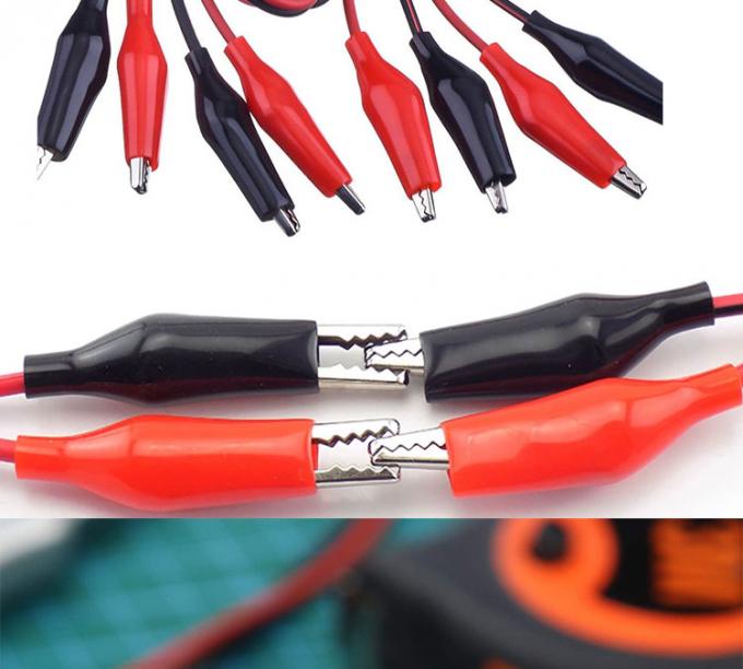 12v ダブルエンド 黒 赤 電気テストリード ジャンパーワイヤ アリガター クロコダイル クリップケーブル 2