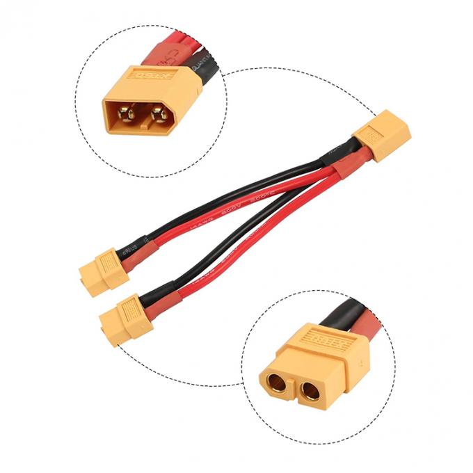14AWG XT60 1 男性から2 女性へ RC リポ電池用のYスプリッター延長ケーブル 4
