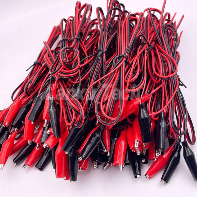 12v ブラック レッド 電気テスト リード ジャンパー ワイヤー アリガター クロコディール クリップ ケーブル 5