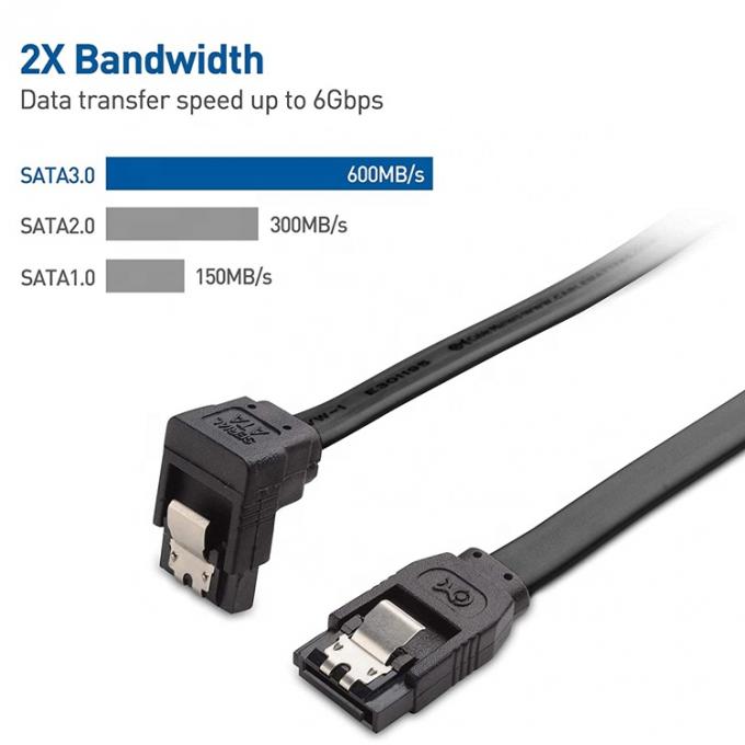 高速 6Gbps 90 度 右角 Sata III 3.0 ハードディスク用電源拡張ケーブル 2
