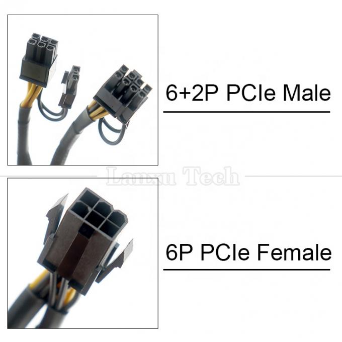 スリーブ 18AWG 純クーパー Y スプリッタ 6ピンからダブル 8ピン 6+2 PCI エクスプレス パワーアダプタ GPU用のPCIeケーブル拡張 1