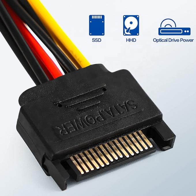 Sata 15ピン 男性からデュアル モレックス 4ピン Lp4 IDE 女性 ハードドライブ パワー Y アダプター 変換ケーブル HDD SSD 2