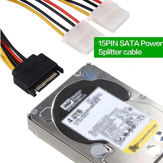 Sata 15ピン 男性からデュアル モレックス 4ピン Lp4 IDE 女性 ハードドライブ パワー Y アダプター 変換ケーブル HDD SSD 5