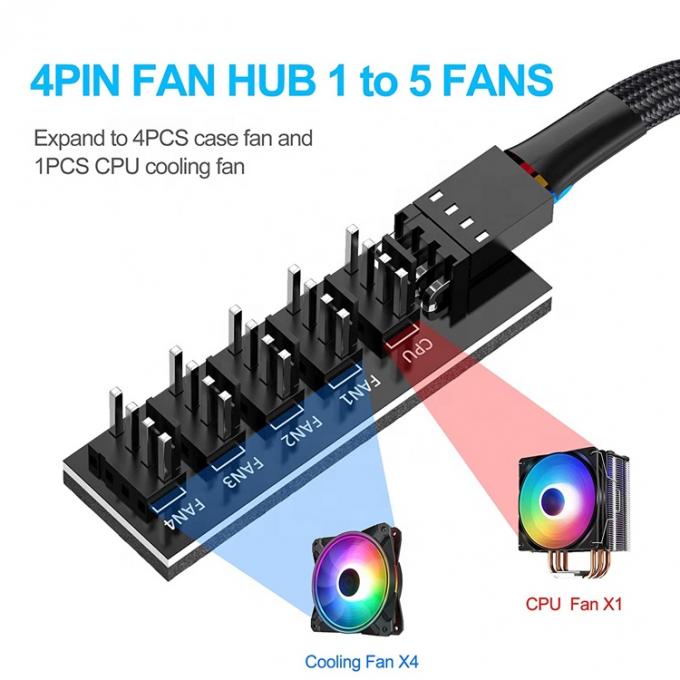 1 から 5 までの方法 4 ピン スプリッタ PWM PC ファンのハブ 電源ケーブル ATX コンピュータケース 4 ピンと 3 ピン 冷却扇風機 1