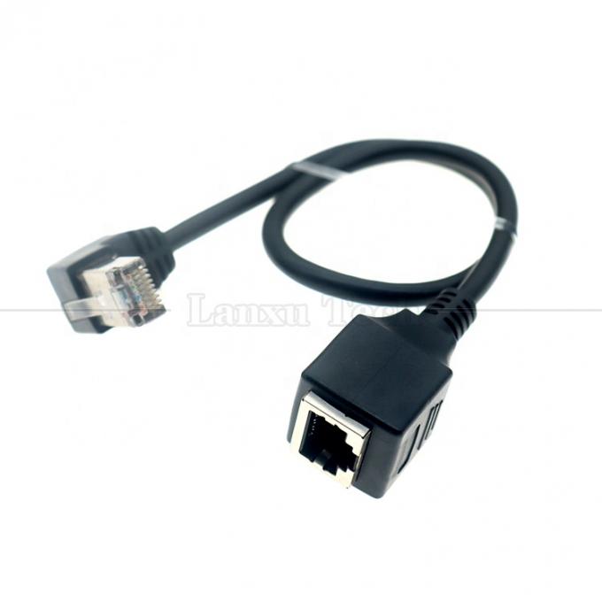 90度角 RJ45 男性からRJ45 女性ソケット Cat5e イーサネットLANケーブル 0