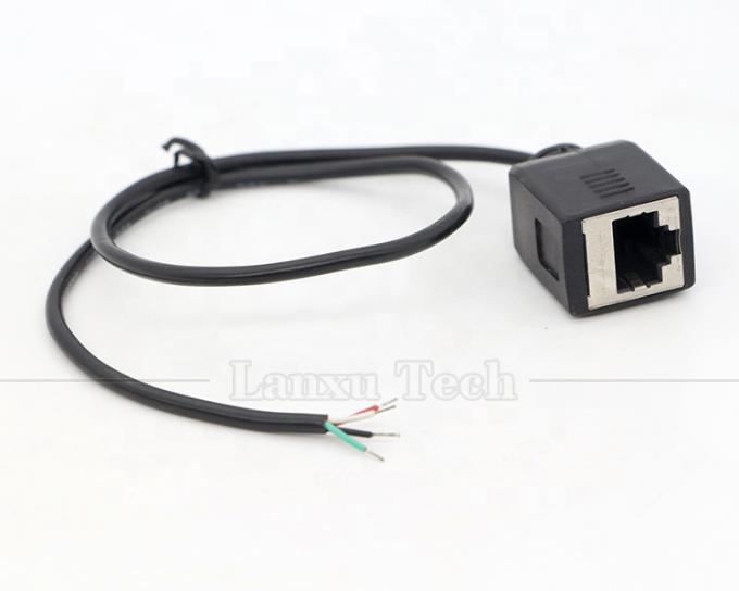 女性RJ45ソケットから開く 缶詰付き溶接 4本のワイヤー 裸の端のピッグテールケーブル 4