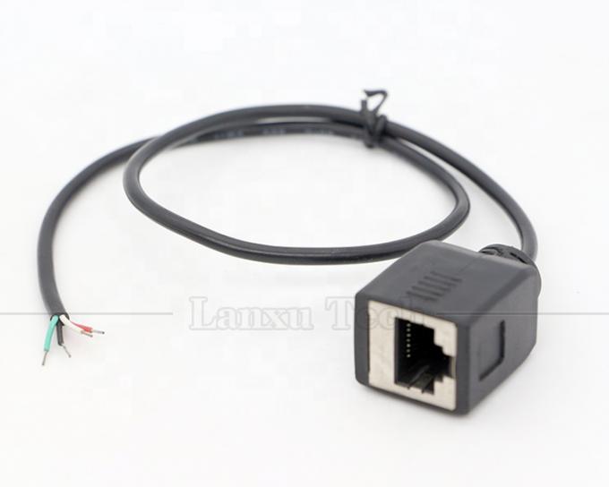 女性RJ45ソケットから開く 缶詰付き溶接 4本のワイヤー 裸の端のピッグテールケーブル 5