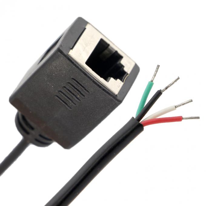 オーダーメイド組立 女性 RJ45 ソケット オープン 缶詰付き 溶接 4 ワイヤー 裸の端 ピッグテールケーブル 0