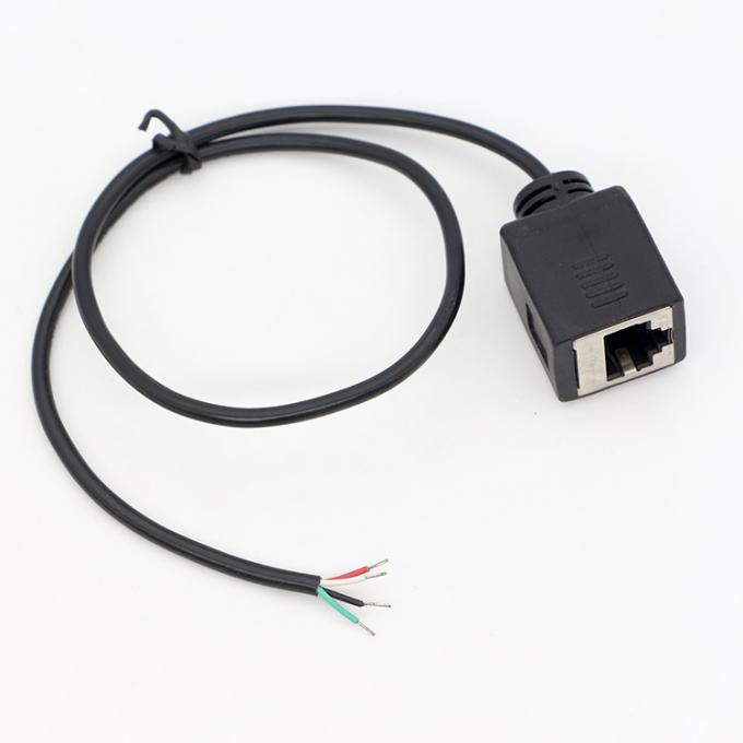 オーダーメイド組立 女性 RJ45 ソケット オープン 缶詰付き 溶接 4 ワイヤー 裸の端 ピッグテールケーブル 4