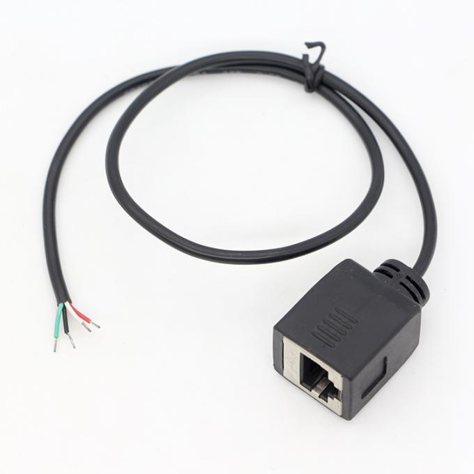 オーダーメイド組立 女性 RJ45 ソケット オープン 缶詰付き 溶接 4 ワイヤー 裸の端 ピッグテールケーブル 3