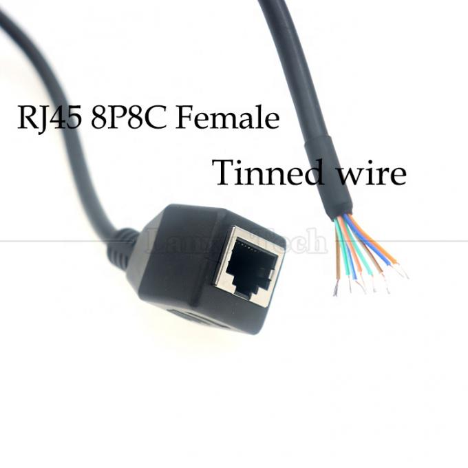 女性 RJ45 ジャックソケットからオープン 缶詰付き溶接 8ワイヤード 裸の端 ピグテール イーサネットネットワーク パッチランケーブル 1