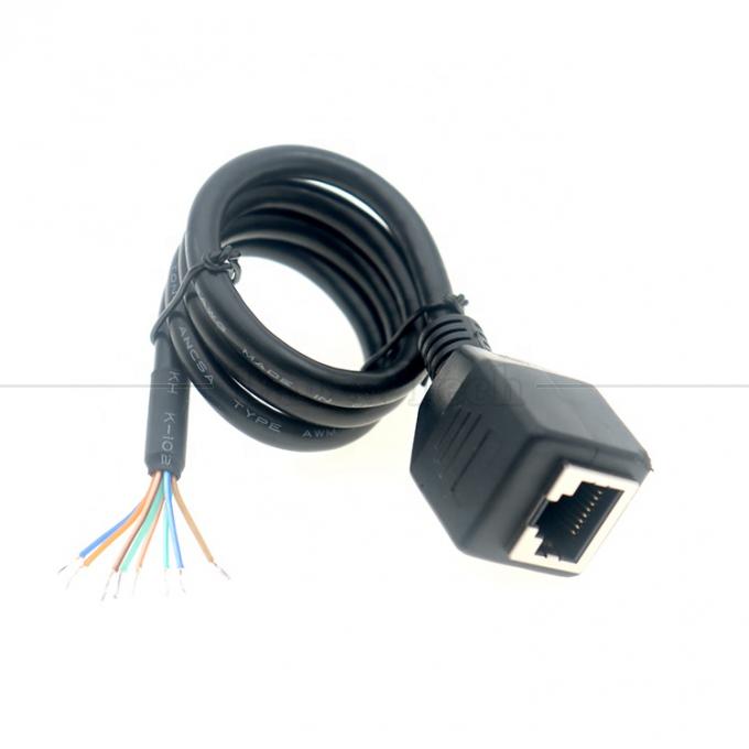 女性 RJ45 ジャックソケットからオープン 缶詰付き溶接 8ワイヤード 裸の端 ピグテール イーサネットネットワーク パッチランケーブル 0