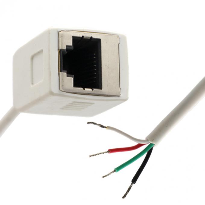パーソナライゼーション ホワイト 女性 RJ45 ソケット オープン 缶詰 溶接 4 ワイヤー 裸の端 豚尾ケーブル 0
