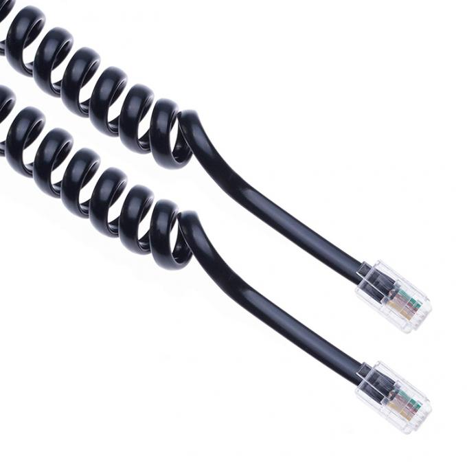 1m 2m 3m 巻き式スプリング RJ9 4P4C RJ11 ブラック・ホワイト・スピラル・フラット・キャット3 ADSL電話ケーブル 5