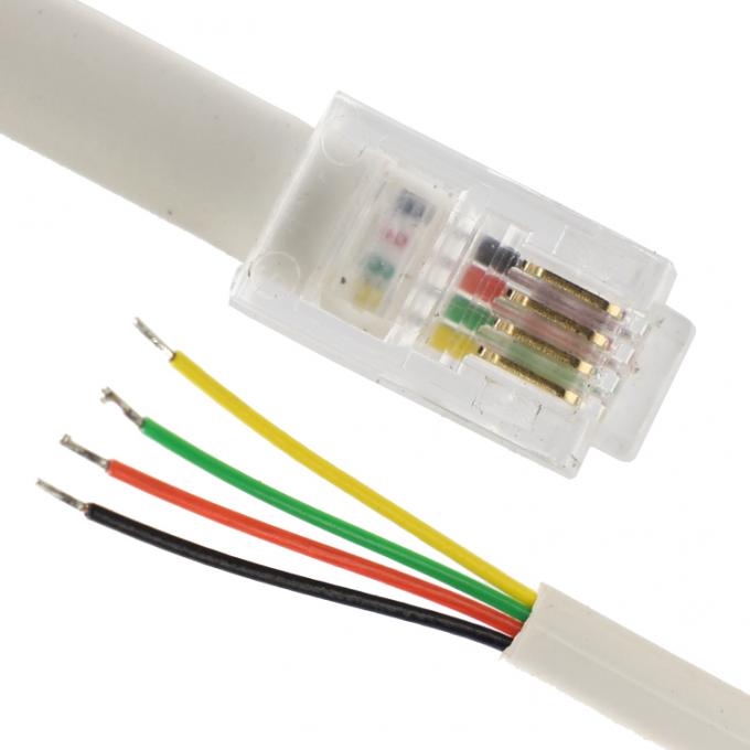 オーダーメイド 1m 2m 3m RJ9 RJ11 男性 4p4c ストリップ 缶詰状のワイヤー オープンエンドケーブル 0