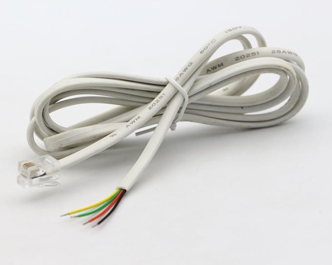 オーダーメイド 1m 2m 3m RJ9 RJ11 男性 4p4c ストリップ 缶詰状のワイヤー オープンエンドケーブル 3