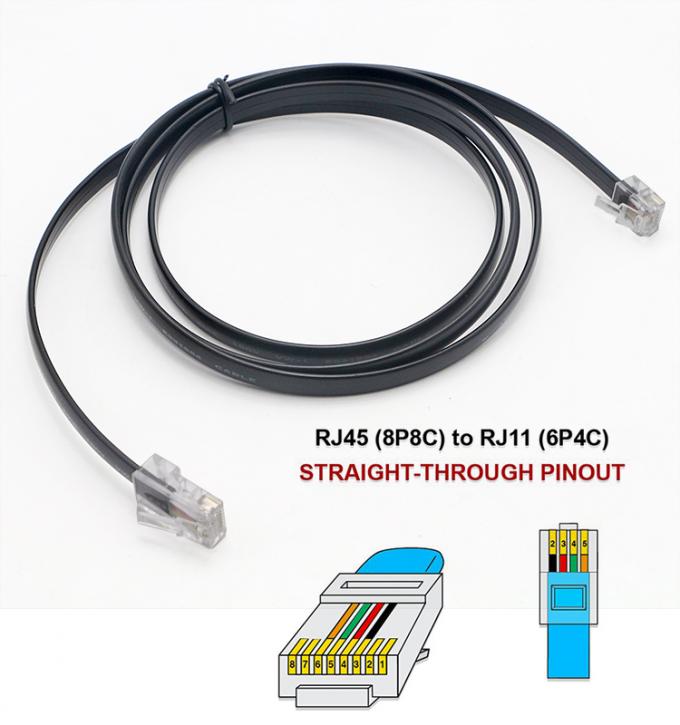 カスタム ブラック RJ45 8P8C から DSL RJ11 6P4C 電話 モデム ワンケーブル 3