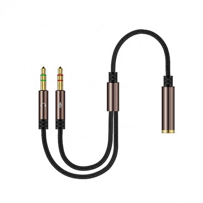 高品質のスプリッタ 1 女性から2 男性ヘッドセット 3.5mm ジャック オーディオマイクケーブル 3