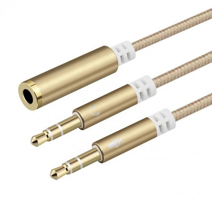 高品質のスプリッタ 1 女性から2 男性ヘッドセット 3.5mm ジャック オーディオマイクケーブル 2