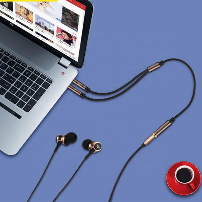 高品質のスプリッタ 1 女性から2 男性ヘッドセット 3.5mm ジャック オーディオマイクケーブル 4