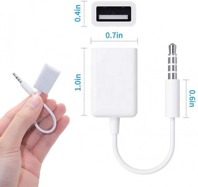 USB2.0 女性から3.5mm ジャック 3ポール AUX変換アダプタ 車用オーディオスピーカー 3