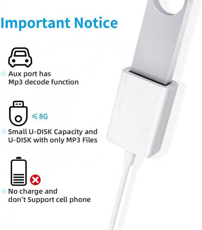USB2.0 女性から3.5mm ジャック 3ポール AUX変換アダプタ 車用オーディオスピーカー 2