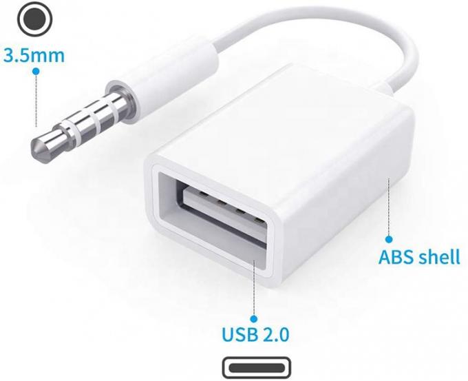 USB2.0 女性から3.5mm ジャック 3ポール AUX変換アダプタ 車用オーディオスピーカー 4
