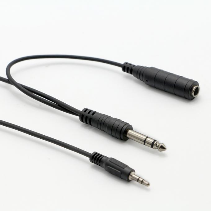 スプリッタ 男性から女性 6.35mm 3.5mm TRS ジャック マイクロフォン オーディオケーブル 6