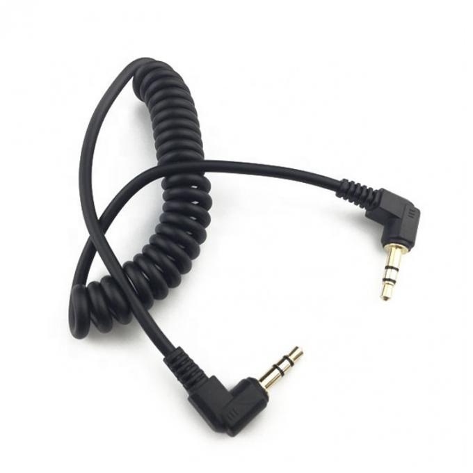 OEM 1m 巻き 男性から男性 90度 右角 3.5mm TRS ステレオオーディオ ジャックケーブル 0