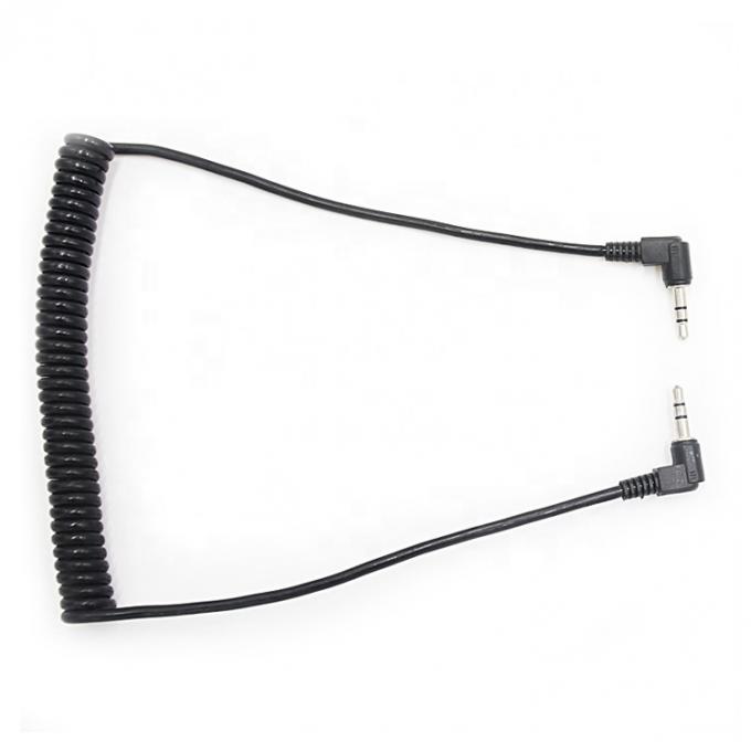 OEM 1m 巻き 男性から男性 90度 右角 3.5mm TRS ステレオオーディオ ジャックケーブル 4