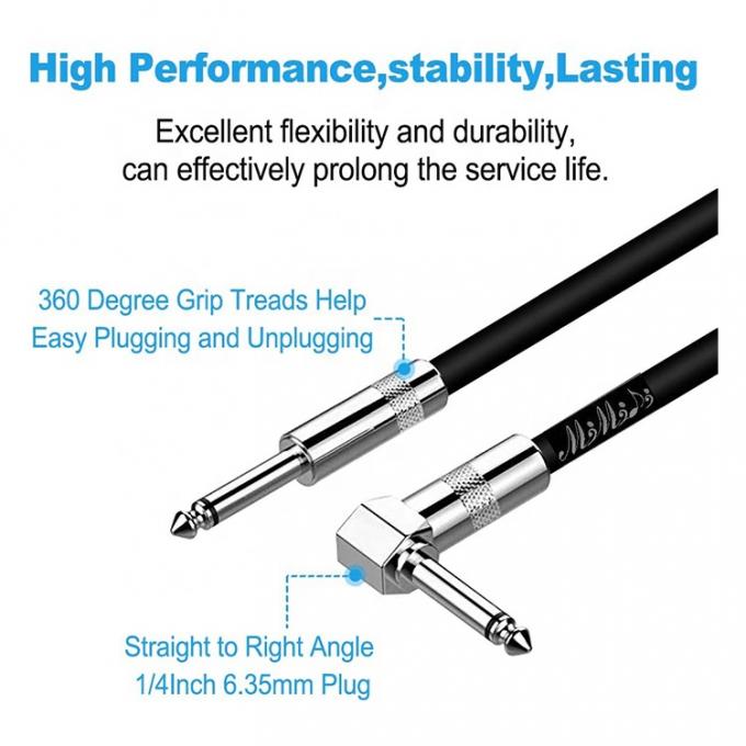 耐久性 帯状 右角から直角 3M 10FT 1/4 インチ TS ジャック 音楽楽器 電動ギターケーブル 3