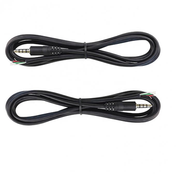 カスタム 4 ポール TRRS 3.5mm ステレオオーディオ ジャック ストリップされたピッグテール 缶詰付き 裸のワイヤエンドケーブル 4