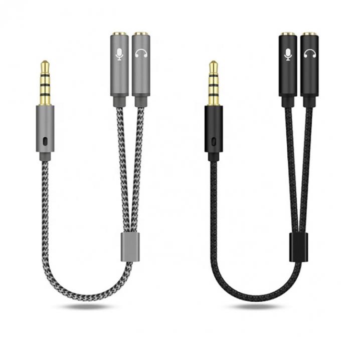 1 入力 2 出力 Y 形 3.5mm AUX ステレオ オーディオ マイク ヘッドフォン スプリッター アダプタケーブル 0