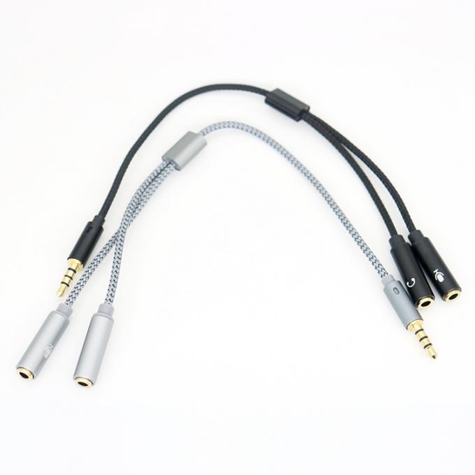 1 入力 2 出力 Y 形 3.5mm AUX ステレオ オーディオ マイク ヘッドフォン スプリッター アダプタケーブル 6