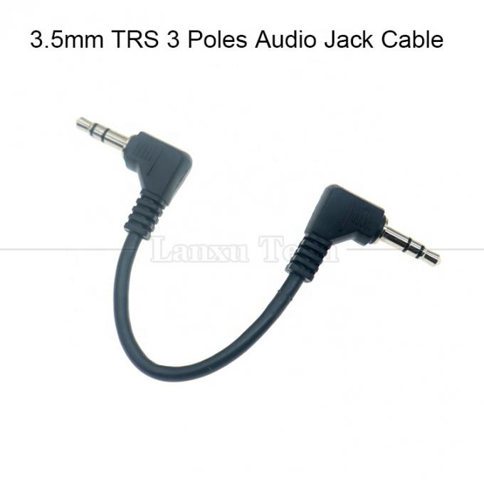 90度 右角 男性から男性 3ポール TRS 3.5mm オーディオジャック延長ケーブル 0
