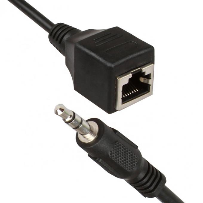 3.5mmステレオオーディオジャックからRJ45 女性ソケット Cat5 Cat6 Cat7 イーサネット拡張ケーブル 0