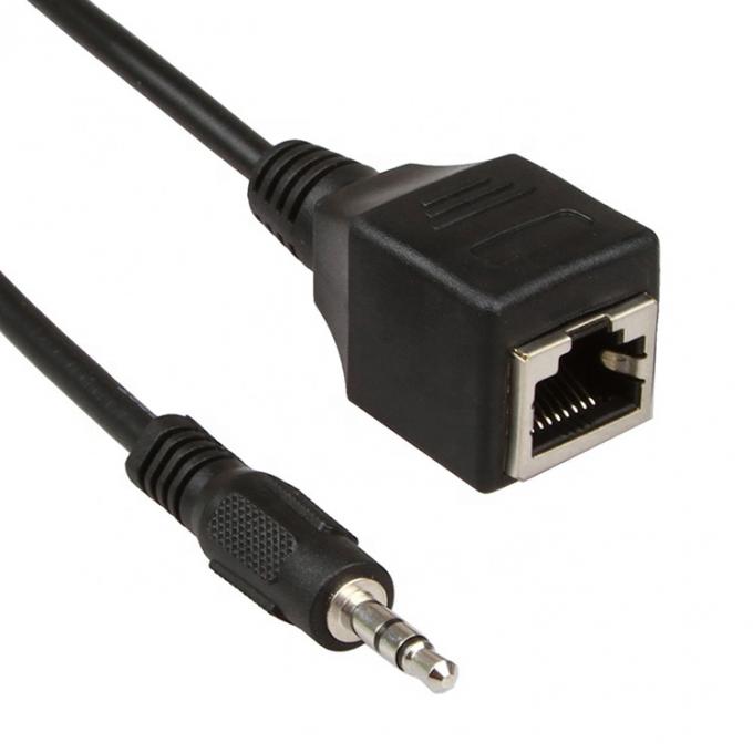 3.5mmステレオオーディオジャックからRJ45 女性ソケット Cat5 Cat6 Cat7 イーサネット拡張ケーブル 3