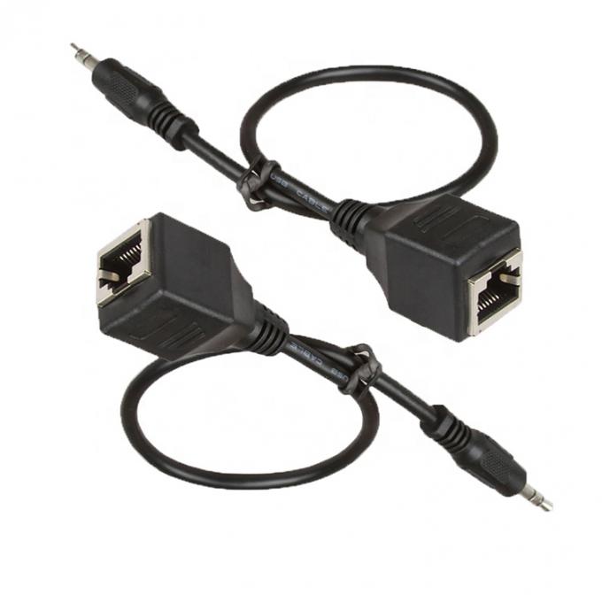 3.5mmステレオオーディオジャックからRJ45 女性ソケット Cat5 Cat6 Cat7 イーサネット拡張ケーブル 4