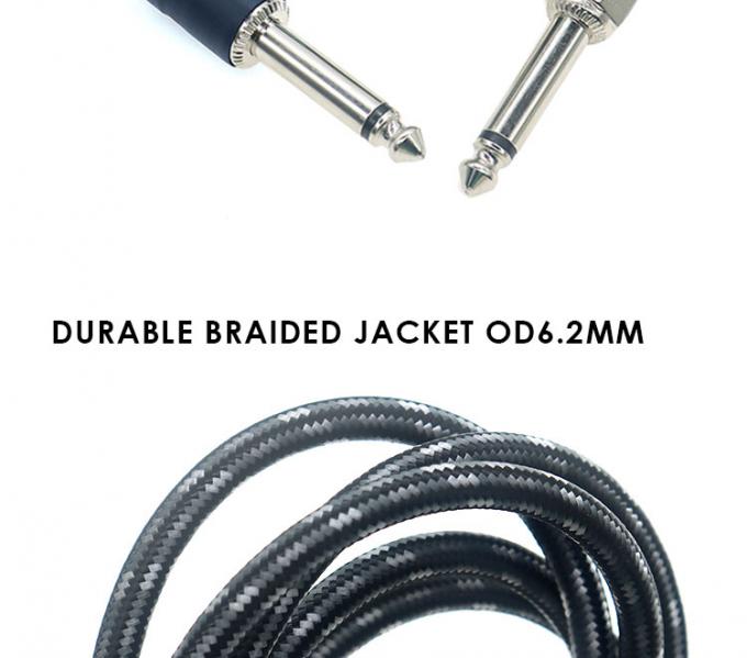 L形 90度 右角から直角 耐久性のある帯織ジャケット 6.35mm Ts ジャック 楽器 電気ギター パッチ オーディオケーブル 3