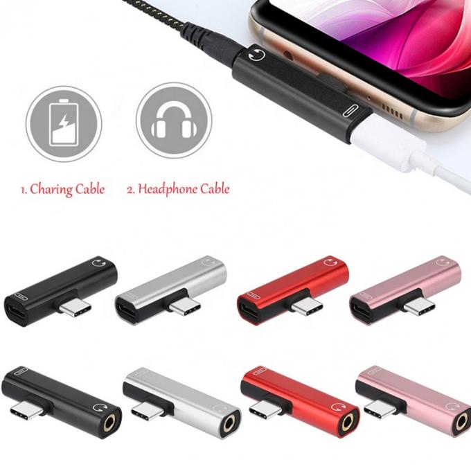 2 in 1 USB Type C から 3.5mm ジャック PD 充電 ヘッドフォン オーディオ アダプタ 0