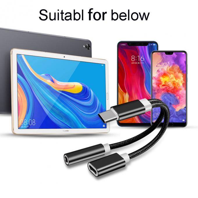 2 in 1 C型から3.5mmの充電器 ヘッドフォン オーディオ ジャック USB Cケーブル ポータブル C型から3.5mmのコネクタ アダプター 6