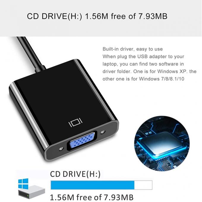 マルチディスプレイビデオコンバーター USB 3.0 から VGA アダプター PC ラップトップ モニター プロジェクター HDTV 2