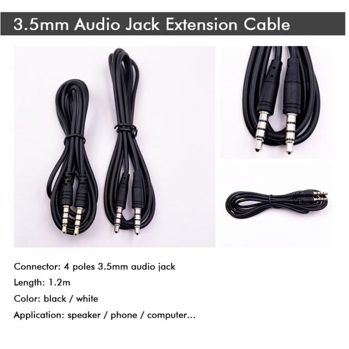 ストック 男性から男性 3.5mm 4ポール ステレオ ジャック マイクロフォン イヤホン コンピュータスピーカー用のオーディオ拡張ケーブル 1
