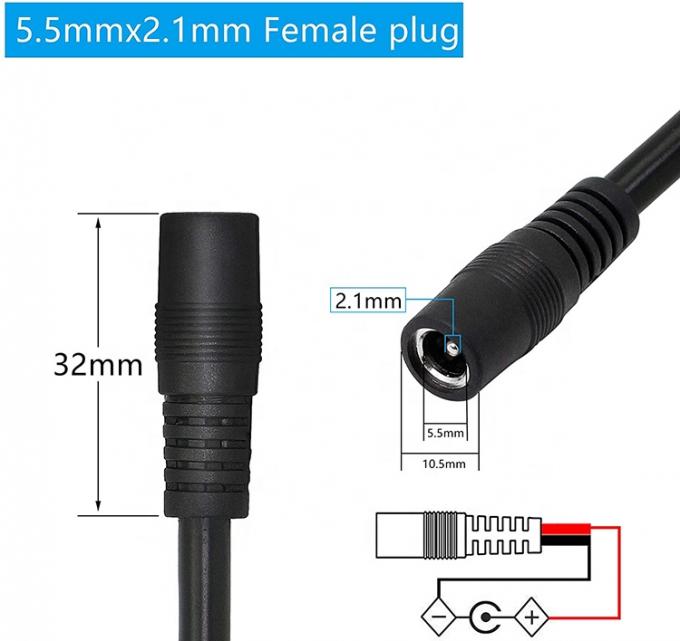 1M 2M 3M DC供給入力バレル ジャック 2.1x5.5mm 男性 女性ソケットからオープンピッグテールDC電源ケーブル 3